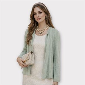 CELINE Paris Mint Viscose Cardigan Size 40 – Made in Italy – Minimalist Luxury